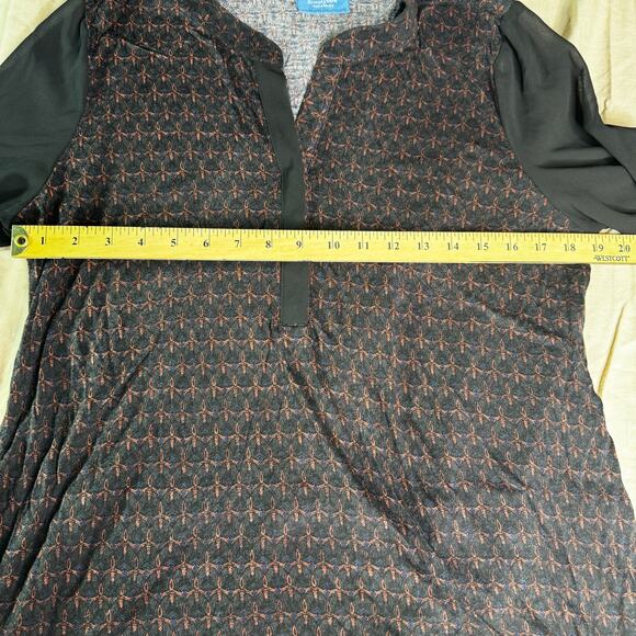 Simply Vera Wang Womens XL Black Pullover Tunic Blouse VNeck Rust Pattern Light - Picture 6 of 8